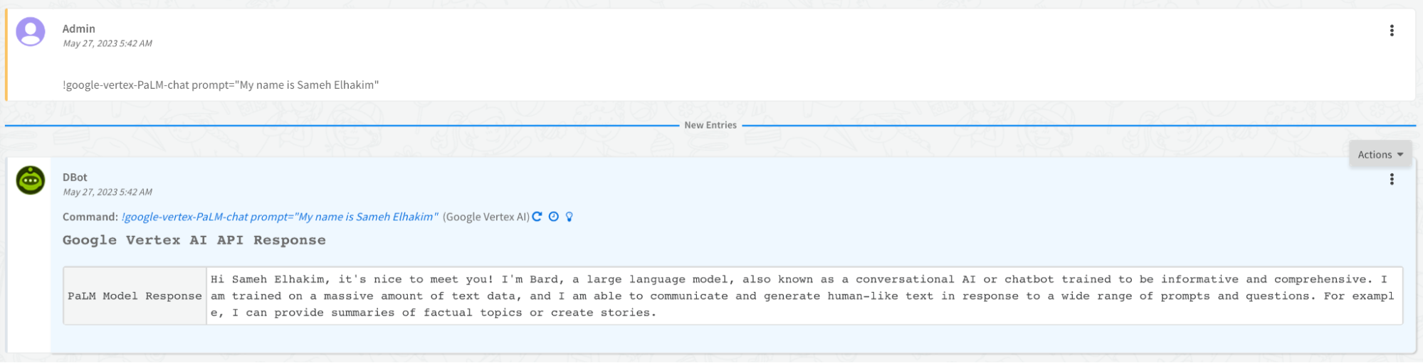 commandOutput